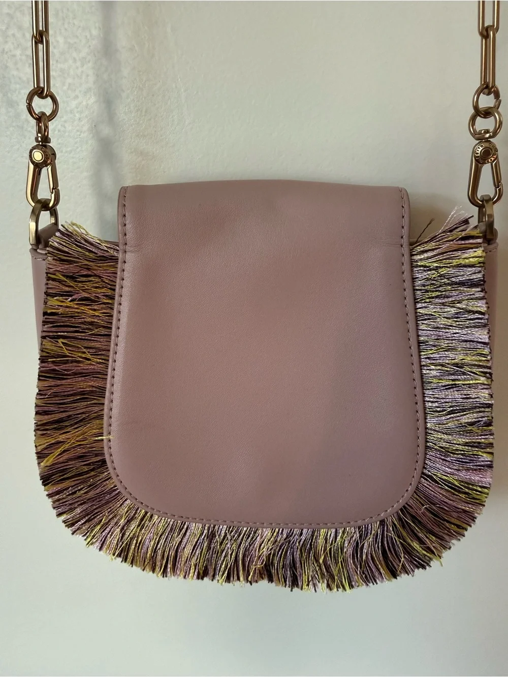 Charles & Keith Leather Womens Small light pink Fringe Crossbody Bag - NWOT